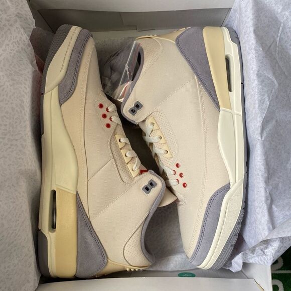 Air Jordan 3 Canvas Muslin University Red Cement Grey DH7139-100 Size 12 13 14​ main image 11